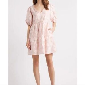 Chelsea 28 Dress, Size XXL, Pink Floral Pattern, VNeck, Short Sleeves, Lined